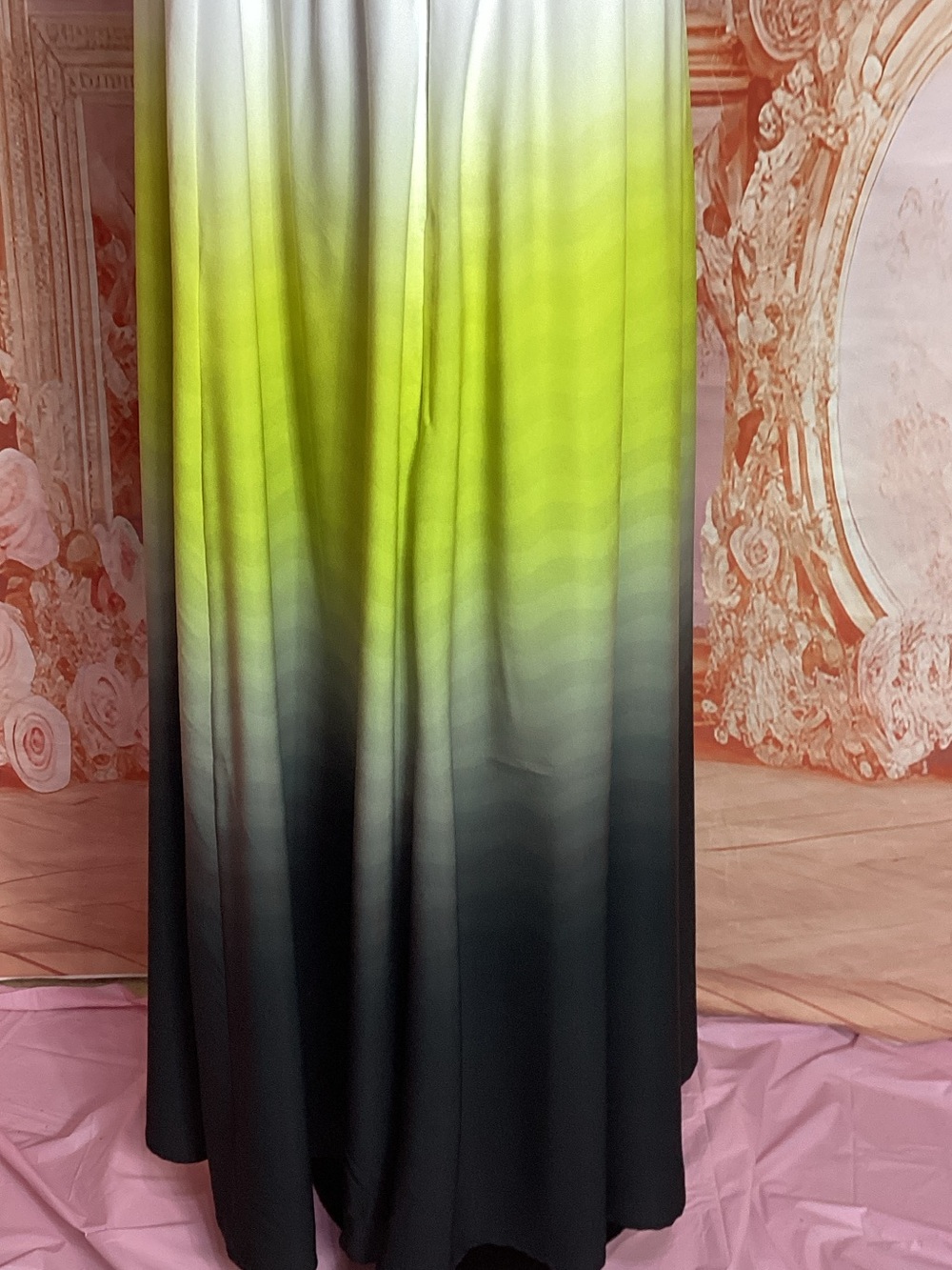 White to Lime Ombre Spaghetti-Strap Maxi Dress - Picture 5 of 15